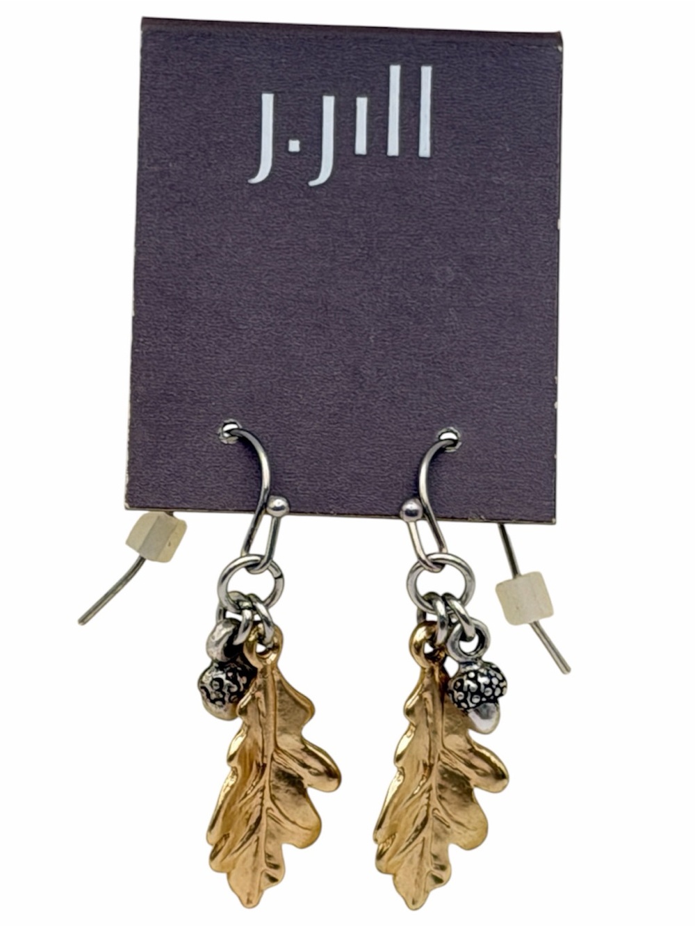 J. Jill Two-Tone Oak Leaf Drop Earrings Autumn Fall Acorn 🍂 Leafs NWT